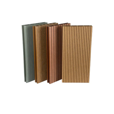 خرید تخته های عرشه WPC شیار بدون لغزش پانل فضای باز جاده پارک تخته کف مهندسی 140x25mm خاکستری قهوه ای مایل به زرد ساخت آنلاین