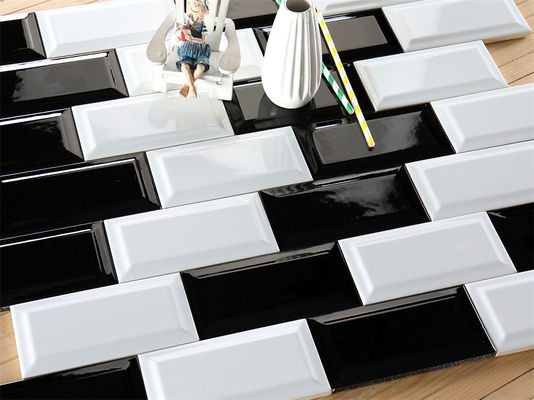 خرید کاشی دیواری رسی سیاه و سفید 75x152mm برای آشپزخانه ساخت آنلاین