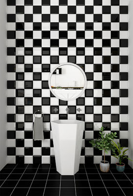 خرید کاشی های سرامیکی براق دیواری سیاه و سفید 152x152 میلی متری برای حمام ساخت آنلاین