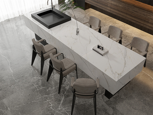 خرید Carrara ضد لغز شیک سنگ سینتر شده برای اتاق نشیمن 1420x2700mm سفید ساخت آنلاین