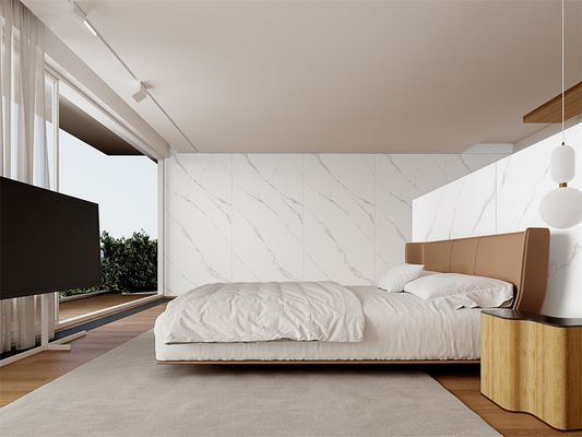 خرید لیوان سنگ سینتر شده سفید Carrara درجه AAA 1420x2700mm مات ساخت آنلاین