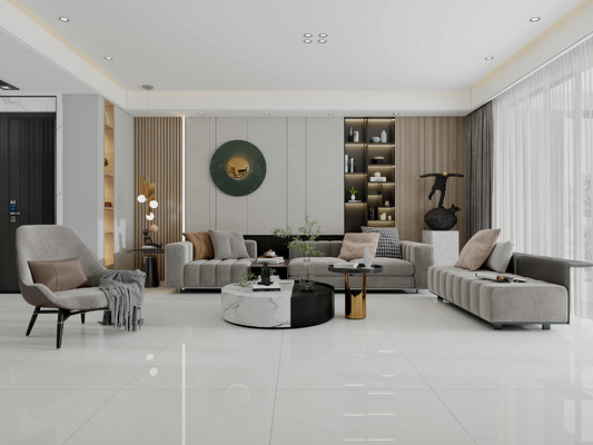 خرید ضد خراش خاکستری روشن کف داخلی 800x800mm کاشی پورسلین شیشه ای برای پروژه ساخت آنلاین