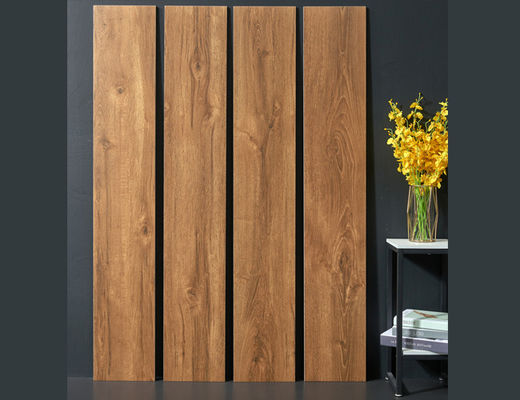 خرید کاشی های چینی چوبی AAA 0.95cm درجه ، کاشی کف کف SGS به رنگ قهوه ای ساخت آنلاین