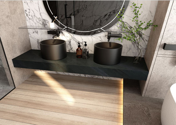 خرید دکوراسیون مشکی دانه های سنگی دانه بندی شده 800x2600mm سطح کابینت دکور ساخت آنلاین