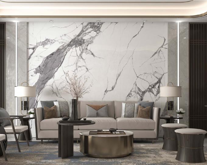 نمای سنگ چینی کارارا در دیوارپوش داخلی