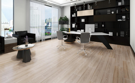 داخل دفتر کار دیوار کف کاشی چینی چوبی نوار سرامیک 20×100 سانتی متر بژ ضد خش