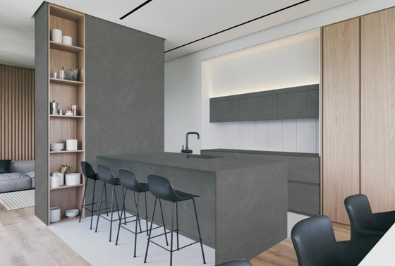 صفحه سنگ سینتر شده خاکستری 800x2600x12mm برای رویه کابینت آشپزخانه