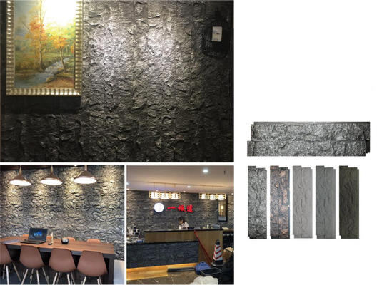 خاکستری نوار دار 1160x300x30mm سنگ فرهنگی آجر پلی اورتان بار اداری دیواری تزئینی