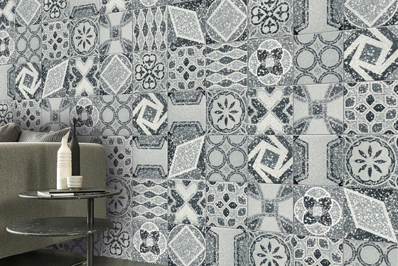 خاکستری و آبی دوامدار 250x250mm دیوار داخلی کاشی سرامیکی روستایی برای بالکن و کاشی کف برای اتاق خواب