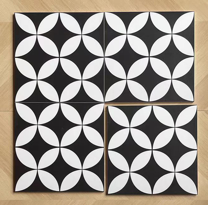 سفيد و سياه 200x200mm لايه هاي سراميکي روستايي براي اتاق نشيمن و لايه هاي ديواري مقاوم به پوشيدن براي بالکن