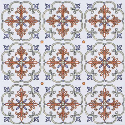 کاشی سرامیکی روستایی لعاب‌دار سفید و قرمز 20x20 سانتی‌متر