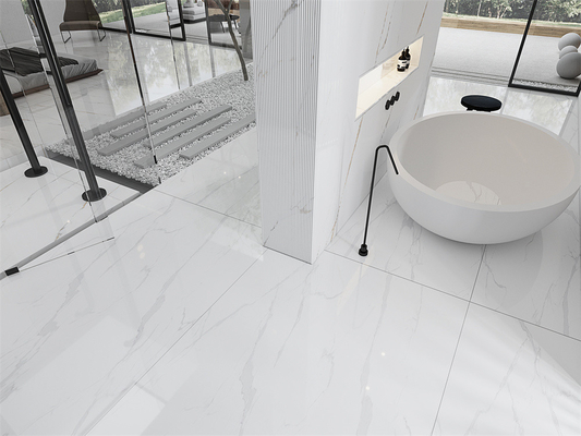 سفيد 1420x2700mm Carrara پولیش سنگ سنتر شده برای حمام