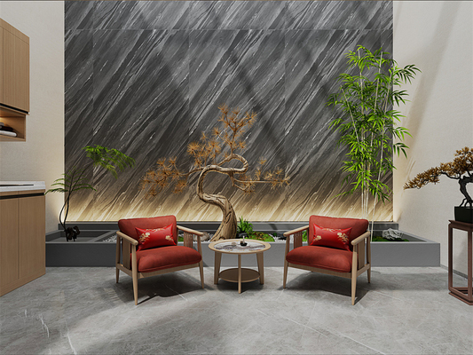 سنگ خاکستری 1600x3200mm مت سنتر شده برای دیوار های مراکز خرید