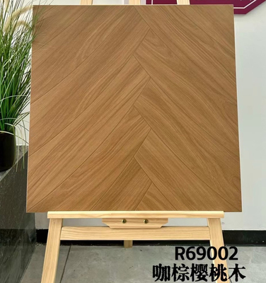 هیرینگبون 600x600 میلی متر کاشی های سرامیکی چوبی قهوه ای و کاشی های کف قدیمی برای اتاق نشیمن