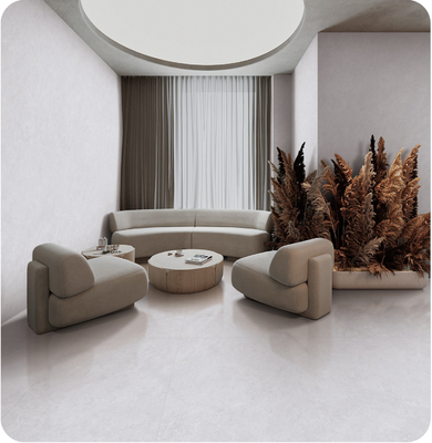 ضد لغزش خاکستری روشن کف داخلی 750x1500mm Retro Baby Face کاشی چینی شیشه ای برای بازسازی پروژه