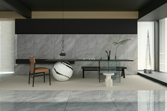 کاشی پرسلان لعابدار پولیش شده 900x1800mm، جذب آب 0.5%، خاکستری