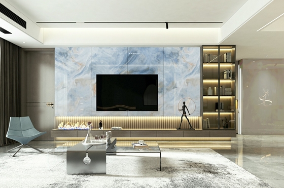 ضد رطوبت 900x1800x9mm مقاومت در برابر پوشیدن داخل کف خاکستری آبی سفید شیشه ای پولیش شده برای تزئین