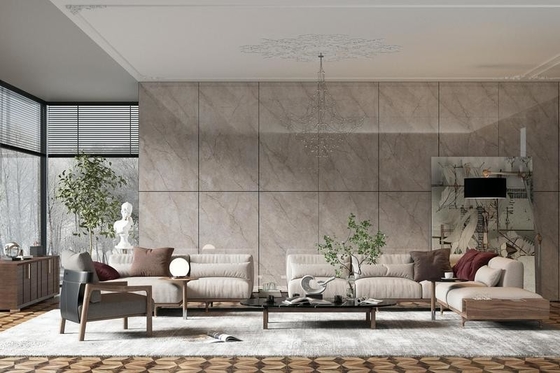 رنگ زرد روشن 900x1800x9mm رنگ مرمر به نظر می رسد کاشی پورسلین شیک شده و دیوار داخلی و کاشی کف برای ساختمان و اتاق نشیمن
