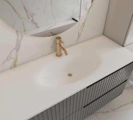 سنگ سنتر شده سفيد آب شویی خم شده گرم 550x830mm