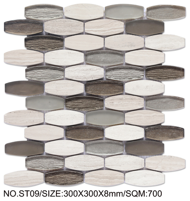 موزاییک سنگی طبیعی 300x300 میلی‌متری خیره‌کننده بژ و خاکستری برای بازسازی و پروژه