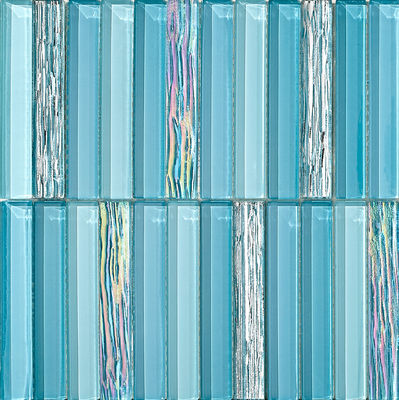 آجر نسوز 300x300mm موزاییک شیشه ای آبی برای هتل و اتاق نشیمن مقاوم در برابر لکه