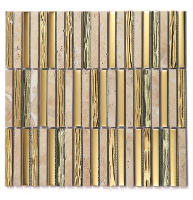 282x294mm دیوار موزاییک سنگ طبیعی برای اتاق نشیمن و بالکن قهوه ای مقاومت در برابر پوشیدن
