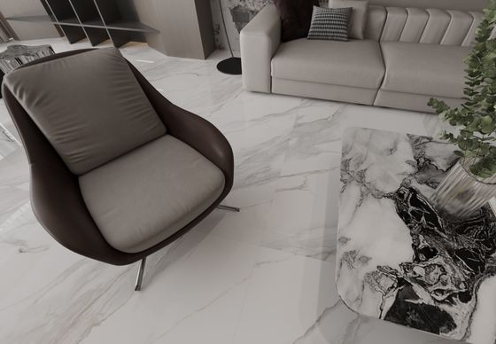 کارارا 1mx1m سنگ شکن مدرن کف داخلی پرتقال شیشه ای برای اتاق نشیمن و دکوراسیون