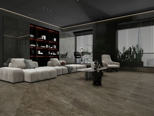 ضد آب و آتشی خاکستری تیره 600x1200mm سطح قالب مات کاشی های چینی برای دفتر