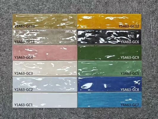 Stylish and Stunning Beige Pink Blue Black Green 60x253mm Thickness 9mm Glossy Decorative Wall Tiles For Living Room and Bathroom