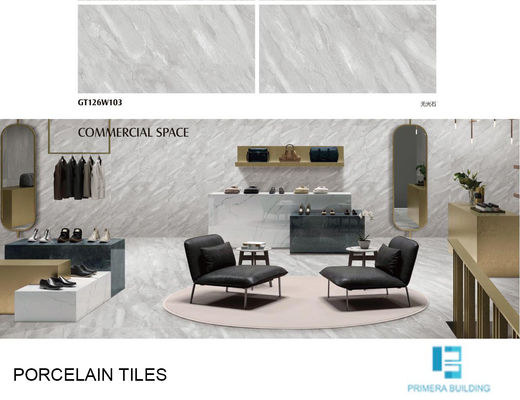 کاشی های کفپوش داخلی چینی Terrazzo 600x1200mm سنگ مرمر نرم لعابدار 35N / mm2