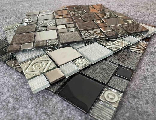 فویل جلا 30X30cm تزئینی کاشی موزاییک مربع مخلوط فلز شفاف کریستال 1.36 کیلوگرم
