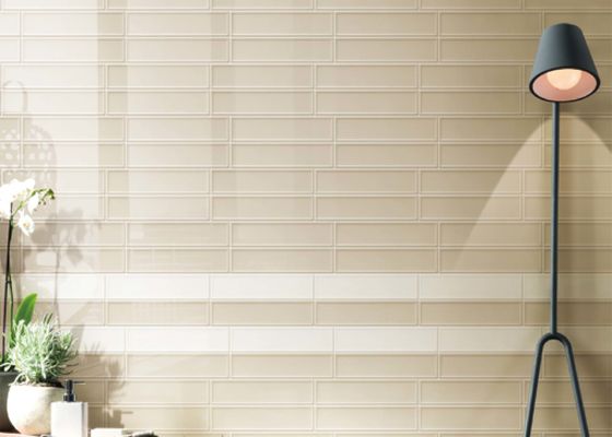کاشی دیواری چینی AAA Famliy 75x300mm سفید و بژ رنگ