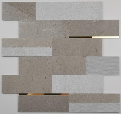 4mm سنگ طبیعی فلز تزئین موزاییک کاشی 300x300mm